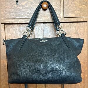 Coach Kelsey Black Pebbled Leather Satchel Medium F36675